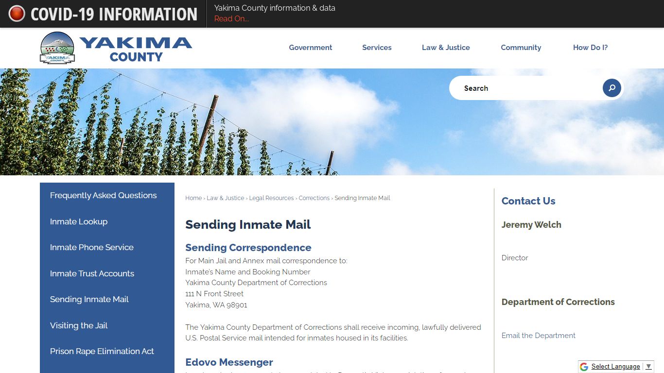 Sending Inmate Mail | Yakima County, WA