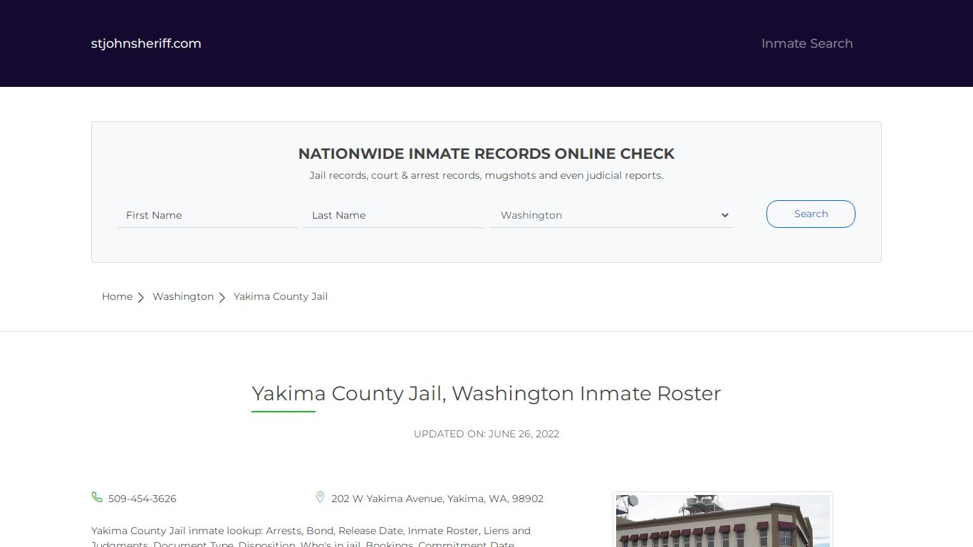 Yakima County Jail, Washington Inmate Roster
